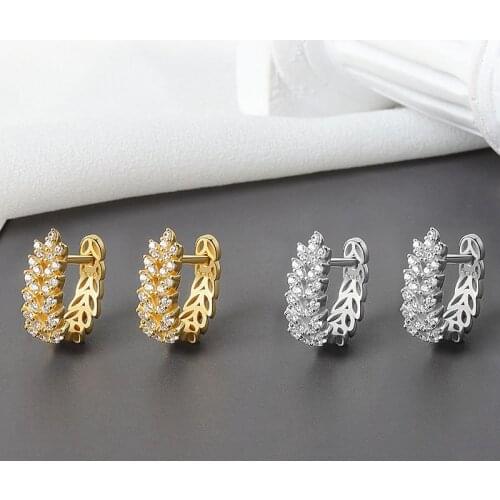 925 Sterling Silver Punk Hip-Hop Gothic Studs Earrings for Girls Fashion Women Jewelry Accessories Charm Leaf Crystal Brincos