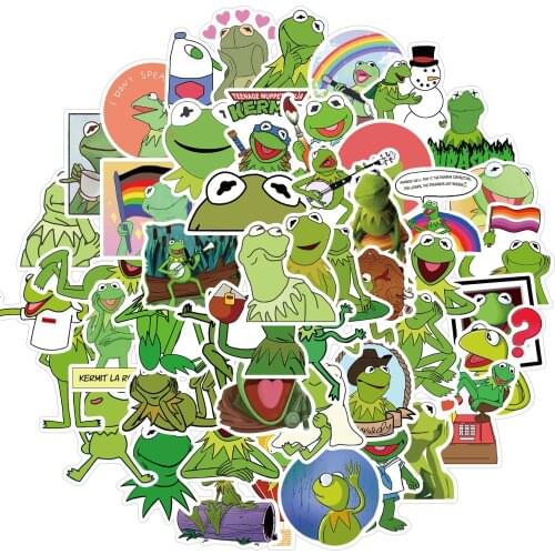 10/50Pcs Funny Kermit Frogs Meme Stickers Suitcase Laptop Guitar Skateboard Luggage Graffiti Cartoon Stickers Toy Waterproof PVC