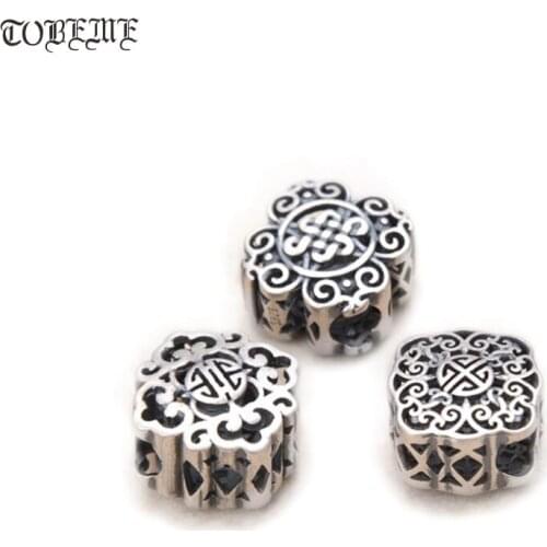 100% 925 Silver Beads Thai Silver Lucky Symbol Jewelry Beads DIY Jewelry Findings Loose Beads Lucky Tibetan Endless Knot Bead