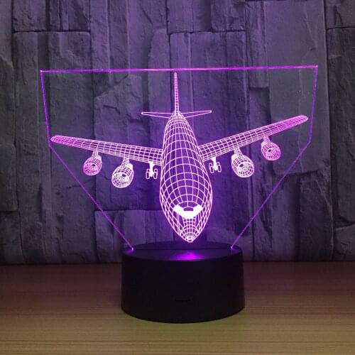 Airbus Plane 3D LED Light Airplane Table Lamp Children Kid Gift 3 Colors or 7 Colors Change Mood Lamp Touch or Remote Night Lamp