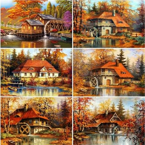 EverShine 5D DIY Diamond Painting Landscape Rhinestones Diamond Mosaic House Set Embroidery Cross Stitch Beaded Handmade Hobby