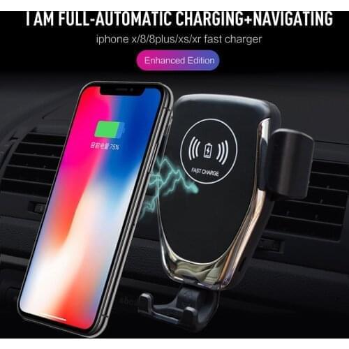 Fast Charging Wireless Car Charger Automatic Sensor Clamping Phone Holder360 ° Rotatable Wireless Charger Car Air Outlet Holder