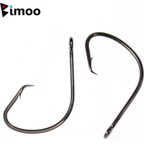 Bimoo 20pcs High Carbon Steel Circle Fishing Hook 7381 Black Nickel Sabiki Rig Fishhooks 1/0 2/0 3/0 4/0 5/0 6/0 7/0 8/0