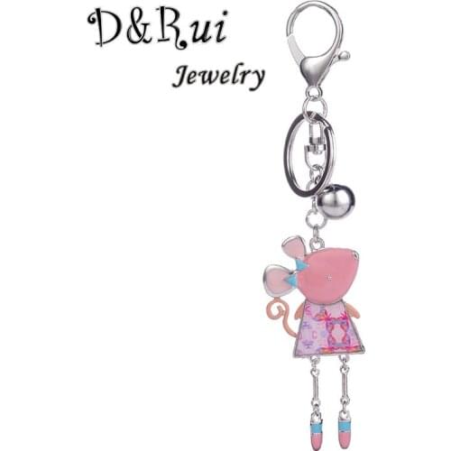 Key Chain for Women&Men Girl&Boy Bag Key Chains Charm Animal Mouse Metal Pendant Jewelry 2019 Trendy Enamel Zinc Alloy Keychain