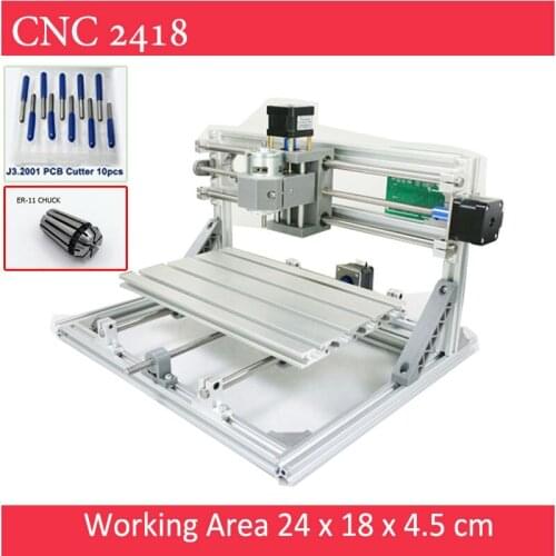 CNC 2418 Standard CNC Engraver + ER11 Chuck With 500mw 2500mw 5500mw Laser Pcb Milling Machine Mini Wood Router