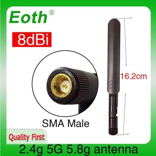2pcs 2.4GHz 5.8Ghz 5G antenna 8dBi SMA Male Dual Band antena wifi Antenna Omni-Directional WI FI aerial antenne wireless router