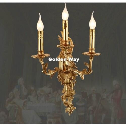 European Crystal Wall Sconce W35cm H70cm 3arms Crystal Wall Luxury Creative Bronze Indoor light for Hallway Bedroom Bedside Lamp