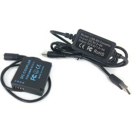 DCC11 Dummy Battery + USB Adapter Charging Cable for Panasonic GX7 GX9 LX100 GX80 GX85 Camera Power Bank as DMW BLG10 BLE9 AC10