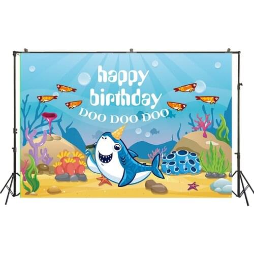 HUAYI Photography Backdrops Birthday Photo Backdrop Shark Baby Shower Birthday Party Decor Banner Photography Background W-2110