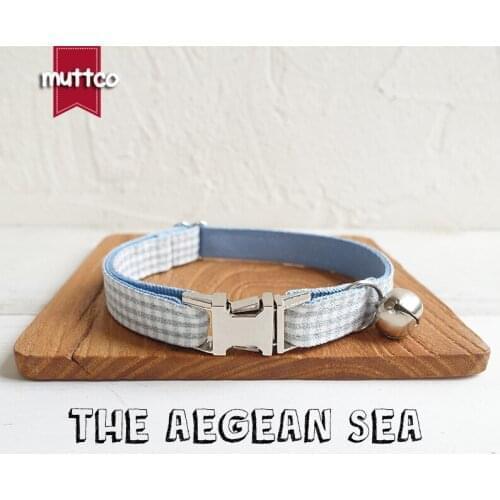 MUTTCO Retailing self-design personalized cat collars handmade collar THE AEGEAN SEA 2 sizes UCC022