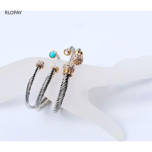 Creative Lady Bracelet Simple Metal Stripe Open Bracelet New Hand Ornament Crossing Jewelry Bangle Bracelet Free Size