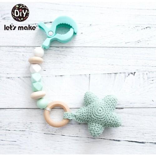 Lets Make 1pc Stroller Plastic Clip Silicone Beads Crochet Pentacle Baby Stroller Pendant Baby Nursing Accessories