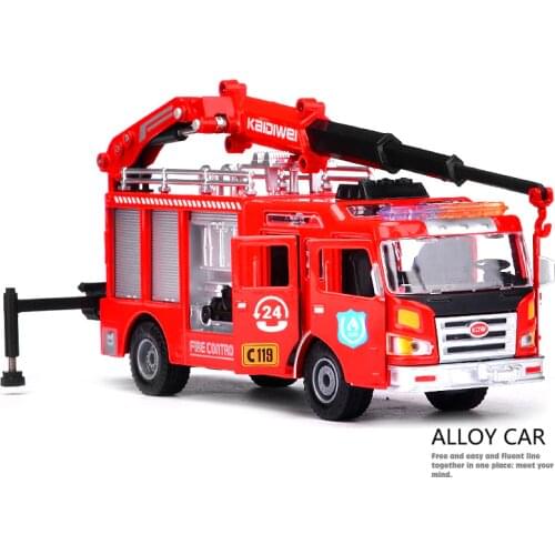 Alloy Diecast Fire Engine Truck Fire Rescue 1:50 Safe Protect Vehicle Model with Hook Collection Gift for Kids Hobby Toys