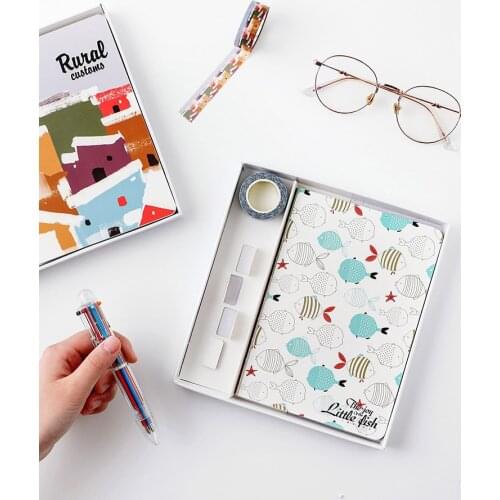 Kawaii School Stationery Bullet Journal Planner Accessories 100-day Cute Notebook Retro Portable Diary With Pen Set