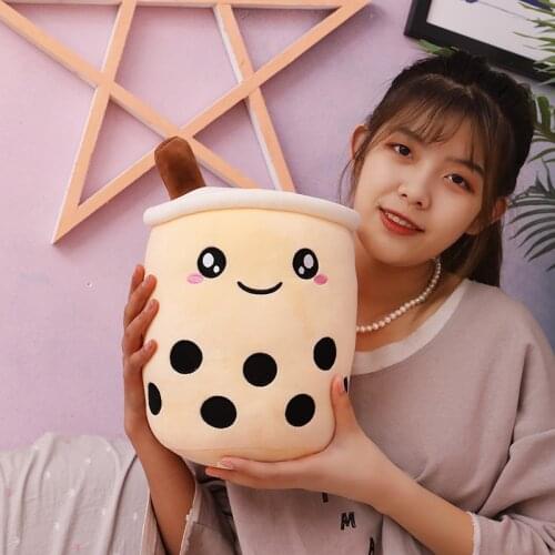 Soft Doll Boba Fruit Tea Cup Pillow Cushion Kids Toys Birthday Gift Real-life Bubble Tea Plush Toys Girl Stuffed Food Milk Tea