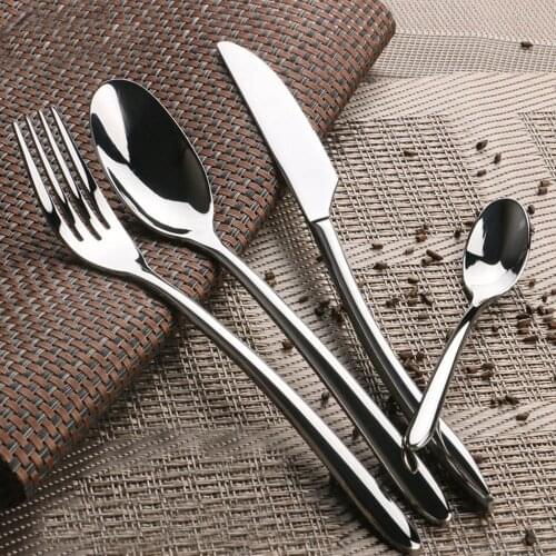 High Quality Stainless Steel Western Dinnerware Sets Thicken Forks Knives Spoons Tea Coffee Stirring Spoon Flatware Cutlery