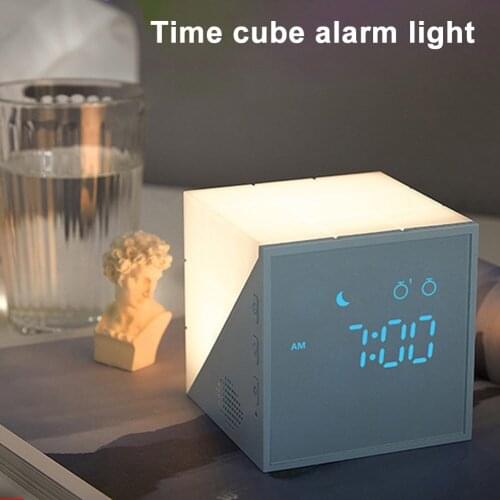Alarm Clock Night Light RGB LED Wake Up Light Voice-activated Warm White Night Lamp DC 5V USB Rechargeable LED Bedside Lamp