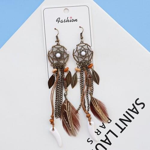 New Vintage Ethnic Tassel Earring For Women Dream Catcher Earring Women Feather Earring Party Jewelry Bijoux Gift For Her