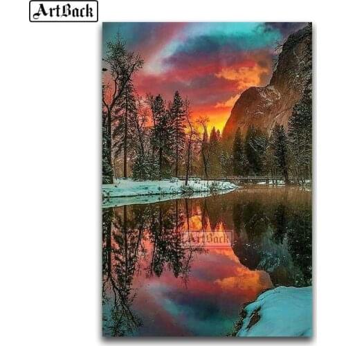 New 5d Diamond Painting Landscape Rainbow Full Square 3d Diamond Embroidery Crystal Mosaic Art Home Decoration