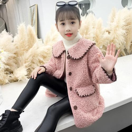 2020 Autumn Winter Baby Girls Jackets Lambs Wool Coats Kids Warm Jacket Children Thick Warm Outerwear Girls Loose Overcoat W867