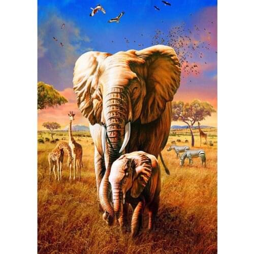 Full 5D Diy Daimond Painting Elephant Father Son 3D Diamond mosaic square Rhinestone Diamant Painting Embroidery Animals