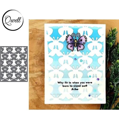QWELL Thousands Butterflies Silhouettes Repetition Frame Metal Cutting Dies for 2021 DIY Scrapbooking Craft Paper Cards