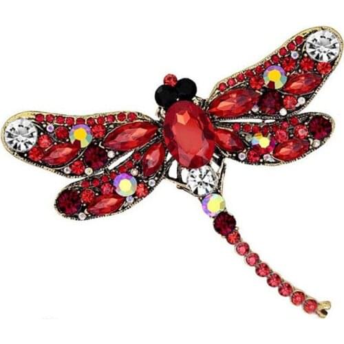 Utei Jewelry Retail Hot Selling Stunning Crystal Luxury Big Dragonfly Brooch Women Special Gift Insect Scarf Pin