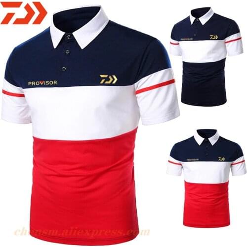 Daiwa Fishing T Shirts for Men Polo Anti-Pilling Anti-Fade Breathable Soft Durable Solid Daiwa Fishing Clothes Spring Summer