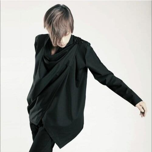 S-5xl 2020 New Non-mainstream Alternative Tide Mens Long-sleeved Shirt Hair Stylist Tooling Bottoming Shirt Nightclub Costume