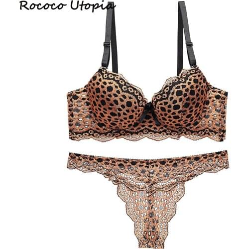 Sexy Underwear Wire Free Leopard Bra Women Sexy Bra And Pantie Set Set For Women Bra Push Up Intimates Two Pieces Sets