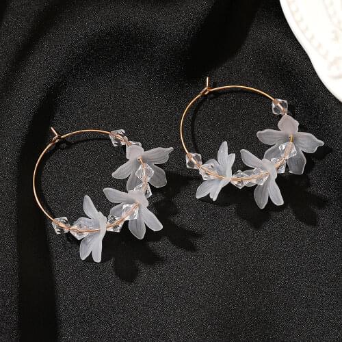 Fashion flower handmade bohemia boho earrings women fashion long hanging earrings crystal female wedding earings party jewelry