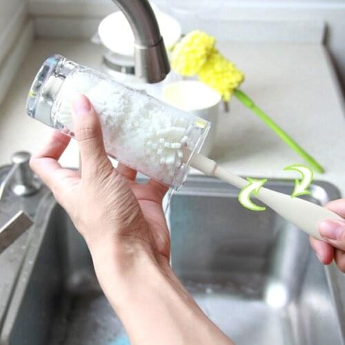 Long Handle Sponge Cup Brush Cleaning Glass Milk Bottle Mug Coffe Tea Cup Bowls Scrubber Washing Clean Brush Kitchen Tool