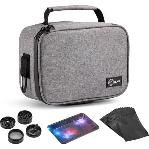 Smell Proof Bag with Combination Lock Kit-Stash Odor Smell Proof Containers Case 5xResealable Mylar Bag 1xGrinder 1xMetal Tray