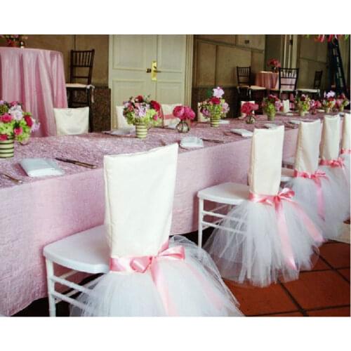 Bowknot Tulle Chair Skirt Tutu Table Decor for Birthday Party Decoration Supplies and Baby Shower Decorations