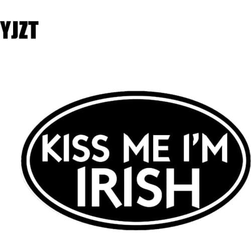 YJZT 13.7CM*8.4CM KISS ME I'M IRISH Oval Car Sticker Vinyl Decal Black/Silver C3-0285