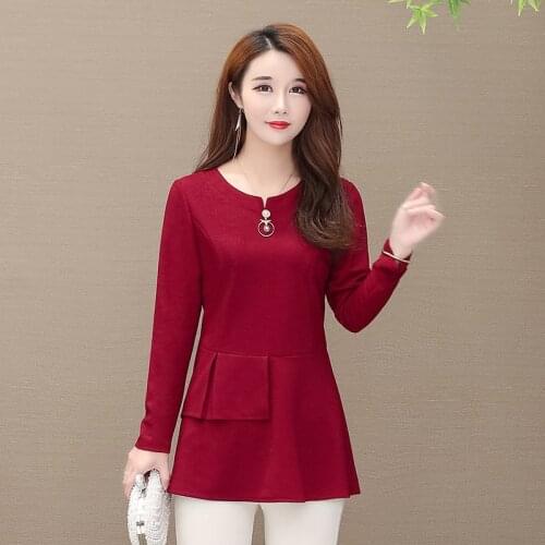 Long Sleeves Women T-Shirts Tops 2020 New Spring Fall Women Bottoming Shirt Large Size Slim Middle Age Mother Pullover Clothing