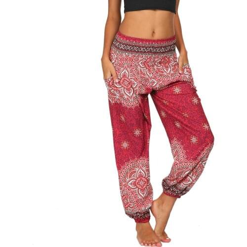 Bohemia Women Dancing Loose Harem Pants Pleated Waist Bloomer Trousers Casual Pants Women Fashion Streetwear Harem Pants