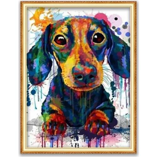 Animal Dachshund DIY Embroidery 11CT Cross Stitch Kits Needlework Craft Set Cotton Thread Printed Canvas Home Decoration Sell
