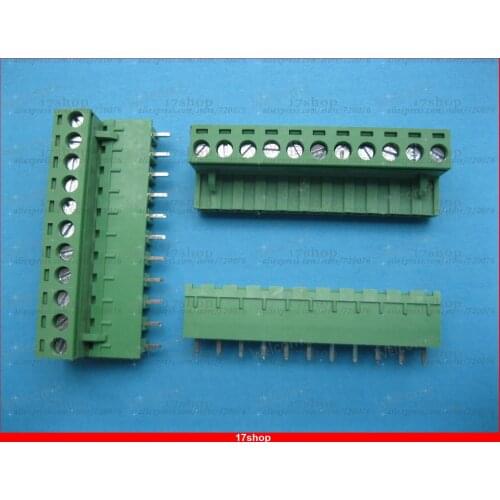 10 pcs 5.08mm Straight 11 way/pin Screw Terminal Block Connector Green Pluggable