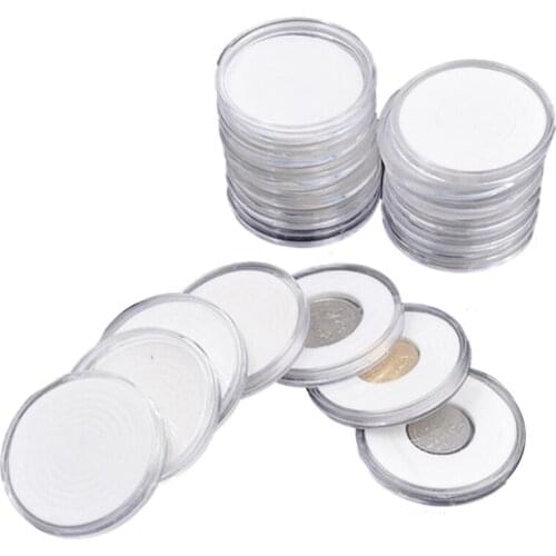 20 pcs 46mm Coin Cases Holder Applied Clear Round Storage Box