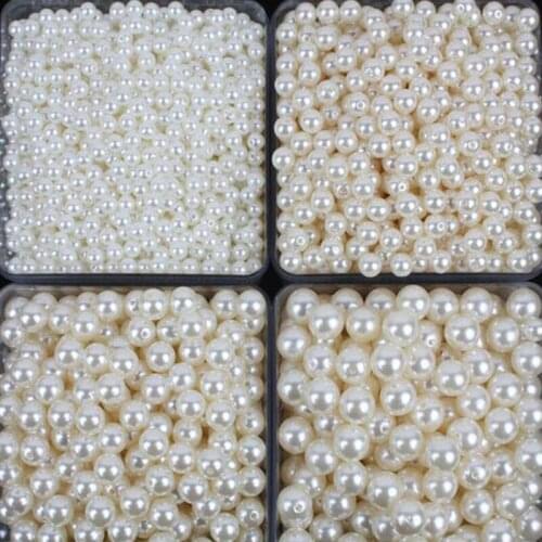 4/6/8/10/12mm 100pcs/lot White/Ivory ABS Imitation Pearls Beads Making Jewelry Diy Beads Handmade Necklace Pearls Loose Bead