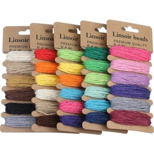 6 Color/Sets Mixed Color Hemp Cord Ropes Threads 2.0mm for Handmade Bracelet Gift Wrap DIY Jewelry Findings Accessories