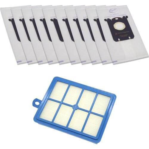 BPfire 10pcs Vacuum Cleaner Dust Bags s-bag + 1pc H12 Hepa filter fit for Philips Electrolux Cleaner FC9080 FC9104 FC9116 FC9057