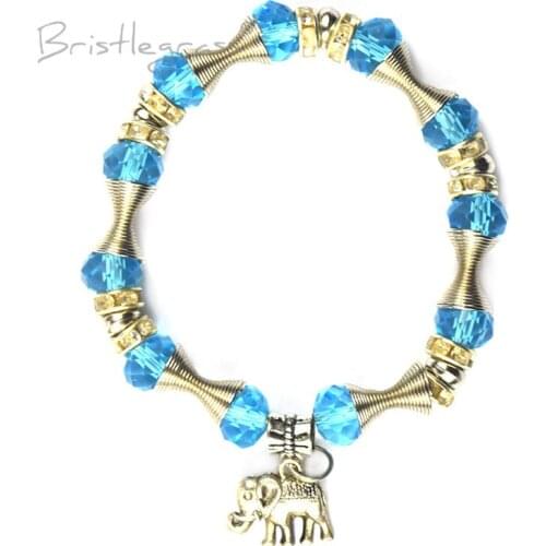 BRISTLEGRASS Turkey Turkish Evil Eye Elephant Glass Beaded Strand Bracelet Amulets Lucky Charm Blessing Protection for Men Women