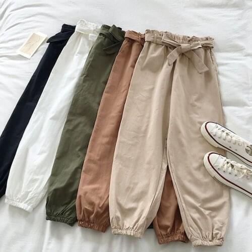 Elastic Waist Pants Harem Pants Women For Summer 2020 Korean Ankle-length Pentalon Femme Wide Leg Pants Women Black Loose Pants