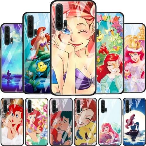 Tempered Glass Cover Princess Ariel Disney For Honor 30 20 10 9X 8X Lite Pro Plus Silicone Phone Case Coque Shell