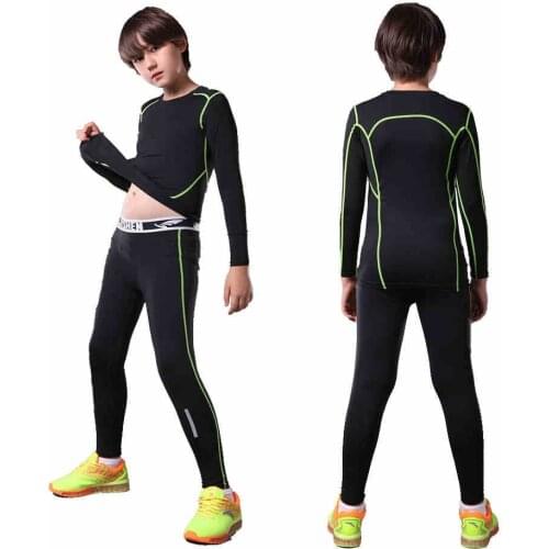 Kids Child compression base layer running pants shirts survetement football training pant sports soccer skinny tights leggings