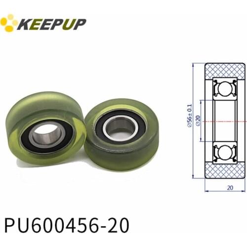 Diameter 56mm, PU polyurethane bearing ,Rubber coated soft pulley/Roller ,width 20mm