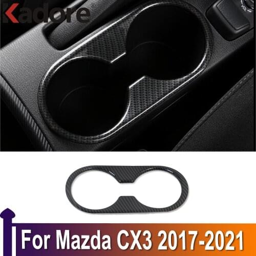 For Mazda CX3 CX-3 2017 2018 2019 2020 ABS Carbon Fiber Water Cup Holder Decorative Frame Cover Trim Interior Car Accessories