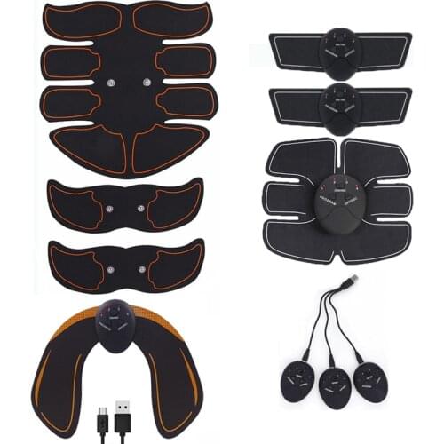 EMS Muscle Stimulator Toner Hip Trainer Abdominal Body Massage Slimming Patch Electronic Vibration Massager USB Rechargeable